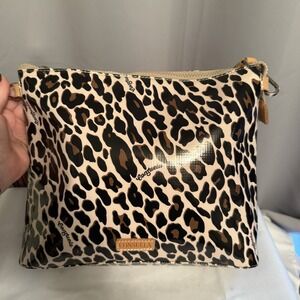 Consuela Mona Leopard Cheetah Downtown Crossbody Shoulder Bag Purse Brown Black